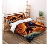 TiTCiveR Tigre fougueux déferlant Housse De Couette 3 Pièces Animal Theme Wildlife Imprimé De Couvre-Lit Microfibre pour Adulte Et Enfant avec 2 Taie d'oreiller Double（200x200cm）