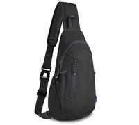 TITECOUGO Small Canvas Sling Bag Lightweight Crossbody Bag for Women Rucksack for Men Running Backpack Travel Chest Pack Shoulder Daypack for Gym Work Outdoor Hiking Sports Dark Black