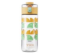 TITIROBA TKK Gourde pour enfant avec couvercle anti-fuite, Tritan sans BPA Bouteille d'eau de sport utilisable d'une seule main Jaune 450 ml
