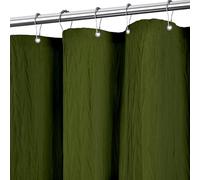 Tititex Rideau de Douche froissé Vert Olive, Tissu texturé Robuste de 156 g/m², décoration de Salle de Bain imperméable et décoratif pour Salle de Bain avec 12 Crochets, 180 x 180 cm