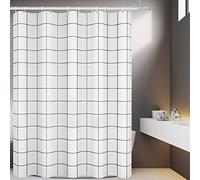 Tititex Rideau de douche minimaliste en maille blanche avec crochets - 180 x 180 cm