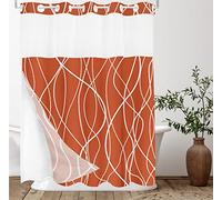 Tititex Rideau de douche sans crochets à clipser avec lignes courbes abstraites Blanc caramel 180 x 180 cm