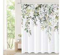 Tititex Sage Green Eucalyptus Shower Curtain, Watercolor Leaves on The Top Plant with Floral Bathroom Decoration Shower Curtain Sets 72x72 inch with Hooks