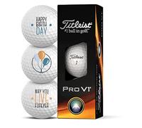 Titleist Lot de 3 balles de golf, motif: Happy Birthday Golf, idée cadeau (Pro V1)