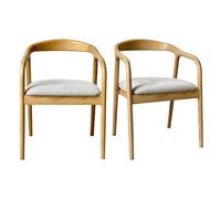 Tito-fauteuil de table en frêne massif et tissu glory grège (x2)