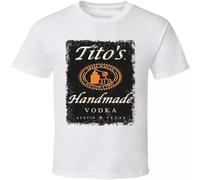 Tito' Handmade Vodka Logo Bottle Label Drinking Booze Party T Shirt White XL