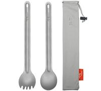 TiTo Titanium Cuillère et Fourchette à Long Manche Ultra Léger et Portable Titane Spork Cuillère Couverts avec Sac pour Camping Randonnée Pique-Nique Ustensiles Cuisine ((2pcs Spork Cuillère))
