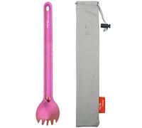 TiTo Titanium Cuillère et Fourchette à Long Manche Ultra Léger et Portable Titane Spork Cuillère Couverts avec Sac pour Camping Randonnée Pique-Nique Ustensiles Cuisine(Rose Brillante Spork)