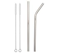 TiTo Titanium Paille INOX Réutilisables avec Brosses de Nettoyage et Sac de Rangement Ultralégères Durable Pailles Pour Smoothie Cocktail Jus(1 Straight & 1 Bent)