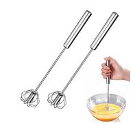 Titre : 2 fouets semi-automatiques en acier inoxydable, ustensiles de cuisine pour pâtisserie, fouet de type push, convient pour mixer, battre, mousser et remuer