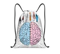 Titre du cerveau humain : sac de sport léger avec cordon de serrage, sac de sport pliable résistant à l'eau avec bandoulière réglable, idéal pour le sport, le yoga, les voyages et l'école, Noir , S