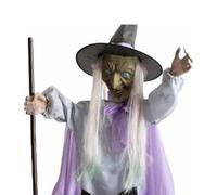 TitTees Décorations d'Halloween d'extérieur - Animatronique de sorcière planante animée - Capteur activé par le son et le toucher - Décorations d'Halloween effrayantes pour jardin/cour/pelouse (style