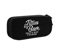 Titties and Beer That's Why I'm Here Trousse à Crayons Grande capacité Double Couche Bureau École Portable Trousse à Crayons