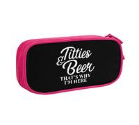 Titties and Beer That's Why I'm Here Trousse à Crayons Grande capacité Double Couche Bureau École Portable Trousse à Crayons