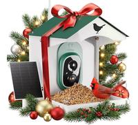 Titto Mangeoire à oiseaux en métal anti-écureuils avec caméra, alimentation solaire pour l'extérieur, identification intelligente de l'IA et capture automatique de vidéos, diffusion en direct 2K, vert