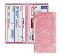 Titulaire de Carte D'immatriculation Et D'assurance de Voiture, Organisateur de Compartiment de Boîte À Gants de Document,Rose
