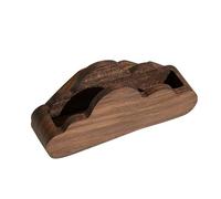 Titulaire de la carte de visite Boîte à cartes de visite en bois de hêtre et noyer noir Boîte de rangement de bureau en bois massif Porte-cartes de visite for bureau d'affaires Porte-cartes de visite
