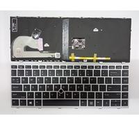 Tiugochr Clavier de remplacement pour ordinateur portable HP EliteBook 840 G5 846 G5 745 G5 avec pointeur rétroéclairé US Silver Frame