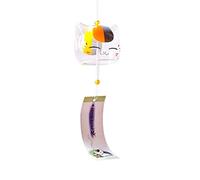Tiuimk Carillon éolien en verre MingMi Jaune Motif chat 6,5 x 6 cm