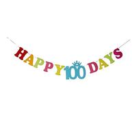 Tiuimk Happy 100 Days Bannière en feutre - Décoration colorée faite à la main pour les célébrations
