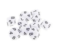 Tiuimk Lot de 10 dés à 10 faces, couleur unie, blanc, parfaits pour les jeux de table, les RPG MTG et l'éducation - Lot de dés en acrylique de 16 mm