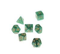 Tiuimk Lot de 7 dés polyédriques avec finition verte nacrée et numérotation dorée, parfaits pour DND MTG RPG