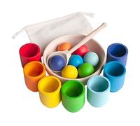 Tiuimk Rainbow Balls in Cups Montessori Jeu de société avec tasses et balles 7 couleurs
