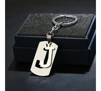 TIVAS Acier Inoxydable 26 Lettres Porte-clés Portefeuille décoration Double-Pont métal Lettre Initiale Pendentif avec Porte-clés pour Hommes Cadeau