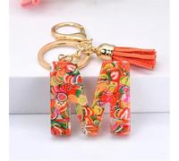 TIVAS Morceau de Fruits Anglais Lettre Porte-clés Cristal résine Pendentif Accessoires Simple Gland Alphabet Porte-clés Dame Sac Cadeau