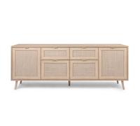 TIVAT - Buffet avec tiroirs et placards cannage 180cm