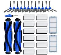 Tivcroxs Lot de 28 pièces de rechange compatibles avec aspirateurs robotiques Eufy RoboVac 11S, 15C, 30, 30C, 12, 35C, 25C, 15T, 2 brosses roulantes, 12 ensembles de filtres, 12 brosses latérales, 2