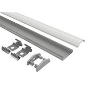 Tivendis Profil LED en Aluminium BD - 2 m - pour Bandes de LED jusqu'à 12 mm de Largeur - Couverture matée - Embouts et Clips de Fixation - Profil anodisé