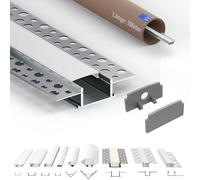 Tivendis Profil LED en Aluminium T1-2 m - pour Bandes de LED jusqu'à 20 mm de Largeur - Couverture matée et Embouts Inclus - Profil anodisé