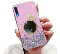 Tivenfezk Nadoli Coque Paillettes pour Samsung Galaxy A50/A30S,Cravate Miroir Design Transparente Étoile Étui Housse Sparkle Bling Brillante Silicone Girly Bumper