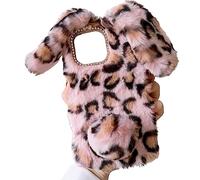 Tivenfezk Nadoli Lapin Coque pour Xiaomi Redmi Note 12 Pro 5G,Hiver Oreille De Lapin Peluche Fausse Fourrure Cover Femmes Filles Belle Duveteux Arrière Bunny Étui Housse