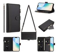 Tivenfezk Portefeuille Fermeture éclair Coque pour Honor Magic 5 Lite,avec 9 Porte Cartes Flip PU Cuir Étui Sac à Main Bouton Magnétique Collier Housse Cordon Etui