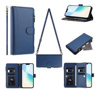 Tivenfezk Portefeuille Fermeture éclair Coque pour Honor X7A 4G,avec 9 Porte Cartes Flip PU Cuir Étui Sac à Main Bouton Magnétique Collier Housse Cordon Etui
