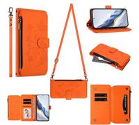 Tivenfezk Portefeuille Fermeture éclair Coque pour Motorola Moto G56,avec 6 Porte Cartes Flip PU Cuir Fleur Papillon Étui Sac à Main Bouton Magnétique Collier Housse Cordon Etui