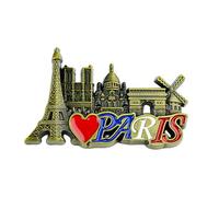 Tivleed Aimant de réfrigérateur en métal souvenir de Paris - Design emblématique 3D de monument français (Tour Eiffel et plus) | Souvenir de voyage et aimant de réfrigérateur décoratif (8 × 4,8 cm)