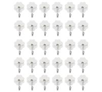 Tivleed Command Lot de 30 crochets adhésifs en plastique pour rideaux, stores, cuisine, mur floral blanc (blanc, forme florale)