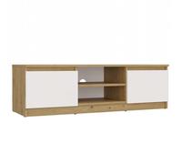 CDF Meuble TV - Meuble TV avec guide-câbles et façades push-to-open - 120 cm - Meuble TV bas pour salon, chambre à coucher - Espace pour plantes décoratives - Chêne Artisan blanc RTV120