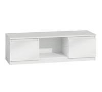 TIVOLI - Meuble TV style moderne - 140x40x36cm - 2 niches + 2 portes - Rangement matériel télé/audio - Blanc brillant