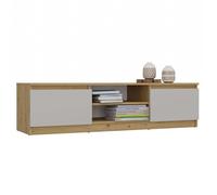 TIVOLI - Meuble TV style moderne beige - 140x40x36cm - 2 niches + 2 portes - Rangement matériel télé/audio - Chêne et Beige