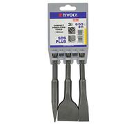 Tivoly 10901070040 Lot de 3 Pic et Burins SDS + Extra Court Longueur 140mm KIT KOMPACT
