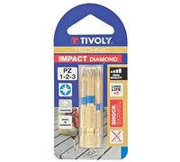 Tivoly 11523720001 Lot de 2 Embouts de Vissage Diamant Impact Torsion pour Vis Pozidriv Pz1-2-3