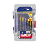 Tivoly 18 forets métaux HSS STEAM revêtus TiN taillés meulés pointe en croix queue à 3 méplats Ø 2 à 10mm