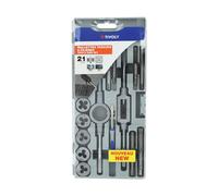 Tivoly 21 pièces -9 tarauds M3 à M12 + 9 filières M3 à M12 + 1 tournevis + 1 porte-taraud + 1 porte-filière