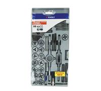 Tivoly 39 pièces -17 tarauds + 17 filières M3 à M12 & MF4 à MF12 + 1 jauge à filet + 1 tournevis + 2 porte-tarauds + 1 porte-filière