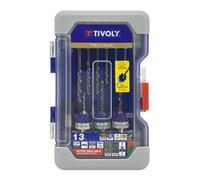 Tivoly • Coffret 13 pièces -3 kits mèche & fraise bois métal HSS 2en1 + 6