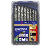 Tivoly Forets métaux TSP HSS 19 pièces Affûtage étagé Ø 1 à 10 mm par 1/2 PREMIUM